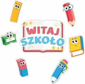LearnHow Witaj szkoło 01 Divpusēji logu dekorējumi 7 gabali
