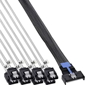 InLine MCIO x8 to 8x SATA Breakout Cable SFF-TA-1016 74-pin to 7-pin