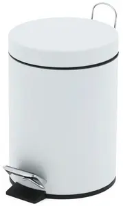 EKO V-Part 176445 Pedal Bin White Steel 5L with Plastic Inner Bucket