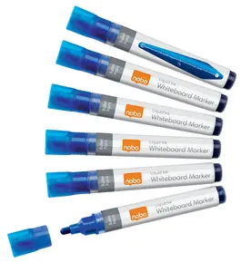 Nobo Liquid Ink Whiteboard Pens Bullet Tip Blue 10 Pack