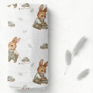 Bocioland Bamboo Nappy BL318 40x40 cm Rabbits and Cars