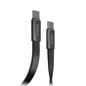 SBS USB-C uz USB-C Kabelis TECABLETCCFLAT60K 60W 1m Plakanais savienotājs Melns