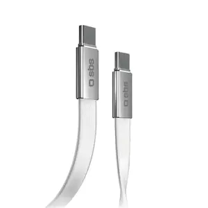 SBS USB-C uz USB-C kabelis 60W 1m plakans savienotājs balts