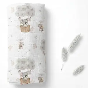 Bocioland Bambusowa BL321-PIELUSZKA BAMBUSOWA 40x40 Koala/Dmuchawce Szare