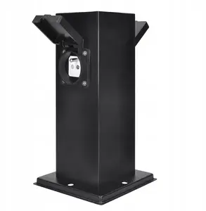 Solight PG11B Outdoor Power Post, Stainless Steel, 2 Sockets, Prism, Black, IP44