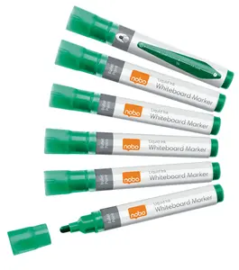 NOBO Liquid Ink Whiteboard Pens Bullet Tip Green 10 Pack