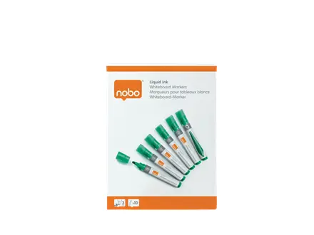 NOBO Liquid Ink Whiteboard Pens Bullet Tip Green 10 Pack Photo 9