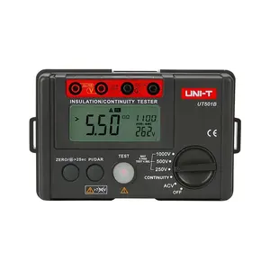 Измеритель сопротивления изоляции Unit UT501B с испытательным напряжением 1000В, диапазоном 5ГОм, напряжением 600В, DAR, PI и ЖК-дисплеем