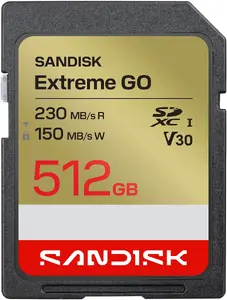 SanDisk Extreme GO 512 GB SDXC Memory Card UHS-I U3 V30 SDSDXGN-512G-GNCIN