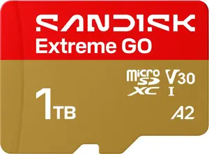 SanDisk Extreme GO 1 TB MicroSDXC Memory Card Class 10 UHS-I U3 A2 V30