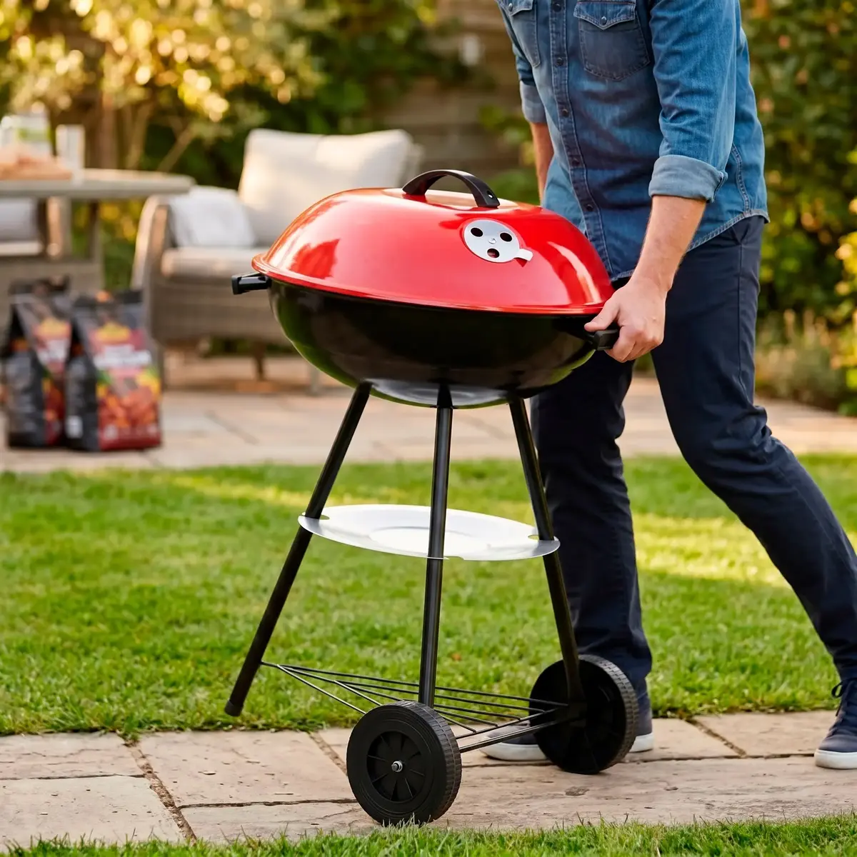 Springos BQ0032 Portable Charcoal Grill with Lid and Wheels Photo 6
