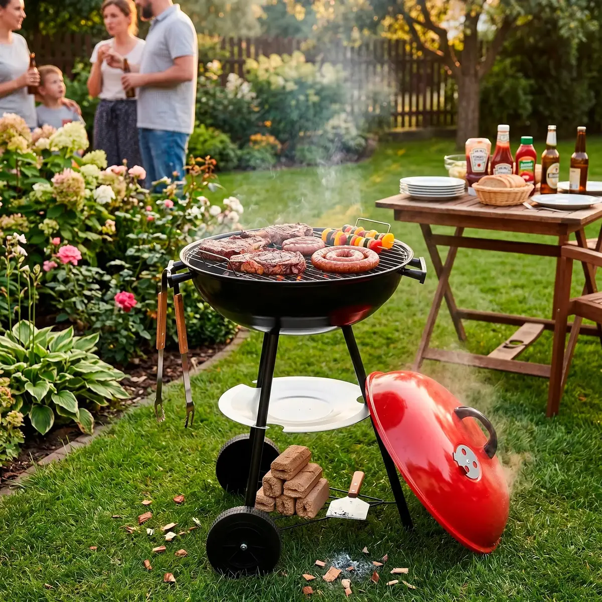Springos BQ0032 Portable Charcoal Grill with Lid and Wheels Photo 7