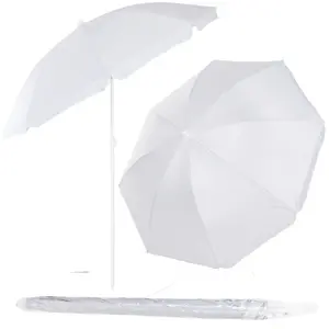 Springos BU0027 Beach Umbrella 160 cm Gray UPF50+ with Tilt Function and Carry Bag