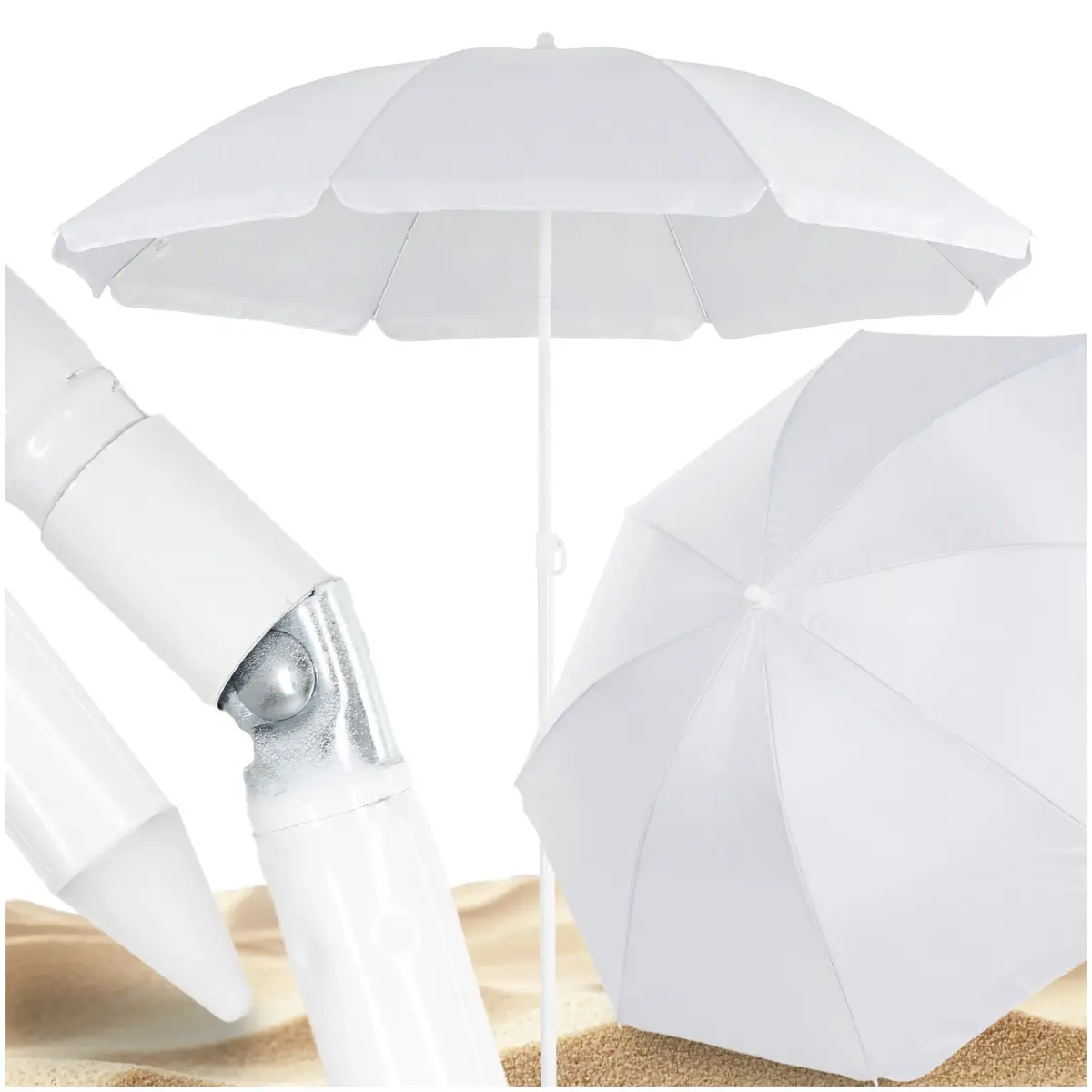 Springos BU0027 Beach Umbrella 160 cm Gray UPF50+ Photo 2