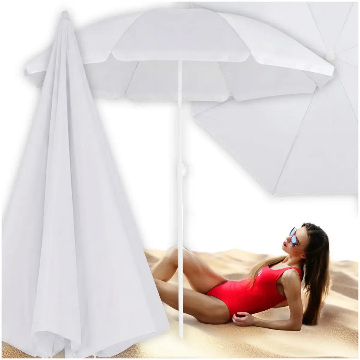 Springos BU0027 Beach Umbrella 160 cm Gray UPF50+ Photo 10