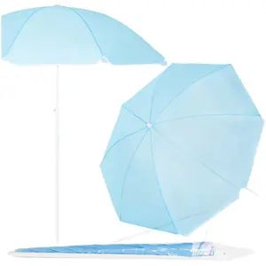 Springos BU0026 Beach Umbrella 160 cm Blue UPF50+ Sun Protection with Adjustable Height and Carry Bag
