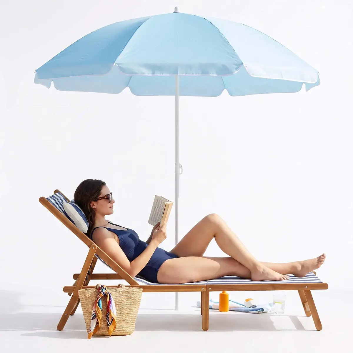 Springos BU0026 Beach Umbrella - Blue, 160 cm Photo 3