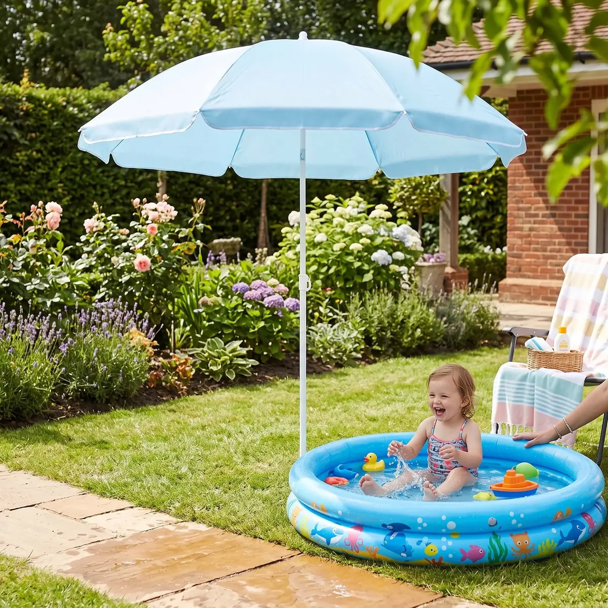 Springos BU0026 Beach Umbrella - Blue, 160 cm Photo 5