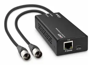 Lindy 70619 2-Channel Dante to XLR Audio Decoder with USB Type-C and Black Finish