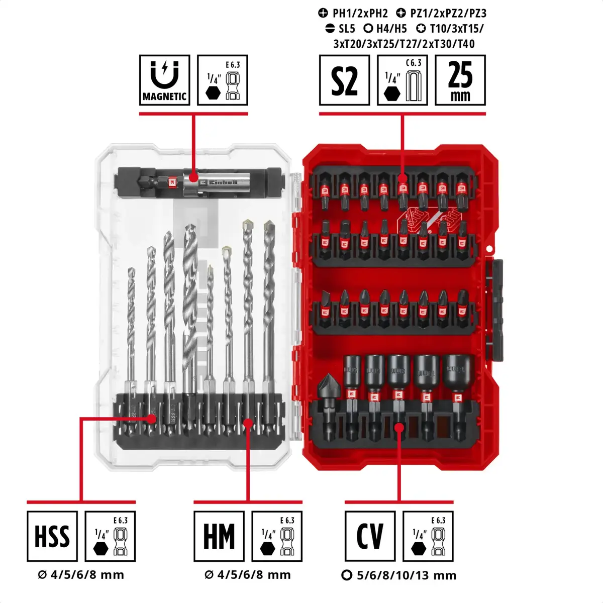 Einhell-KWB 39 daļu bitu un urbju komplekts M-CASE Photo 2