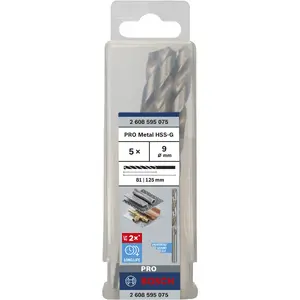 Bosch PRO Metal HSS-G Twist Drill 9 mm 5-Pack