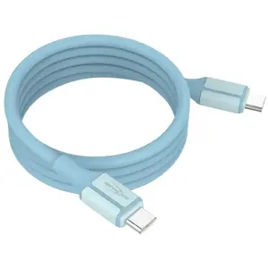 Сииликоновый кабель ANSMANN USB-C на USB-C, синий, магнитный