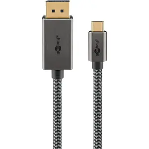 Кабель-адаптер Goobay USB-C на DisplayPort, 4K 60Hz, 1 метр, в текстильной оплетке, черный и серебристый