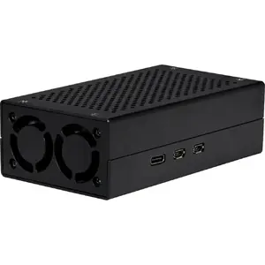 Joy-IT aluminum housing for Raspberry Pi 5 M2-HAT in black with active cooler
