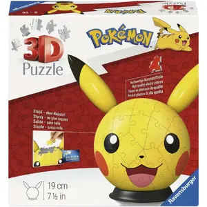 Ravensburger 3D puzles bumba pokemons pikacu ar ausam vokiecu izdevums
