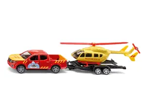 Siku Nissan Navara with Helicopter Red and Yellow Plastic and Metal Vehicle Set