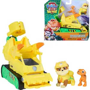 Spinmaster Paw Patrol The Dino Movie Rubbles dino rescue bulldozer toy vehicle with figure
