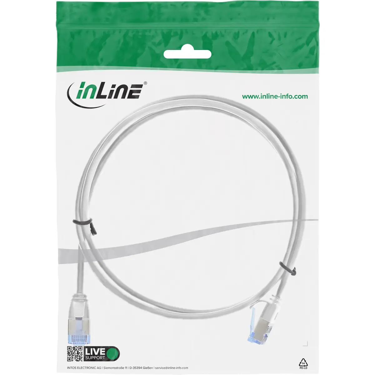 Сетевой кабель InLine 71901W Cat6a 1м белый Photo 4