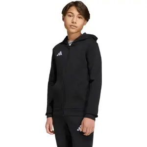 Bērnu kapučjaka adidas Entrada 26 Full Zip Hoodie melna ar rāvējslēdzi