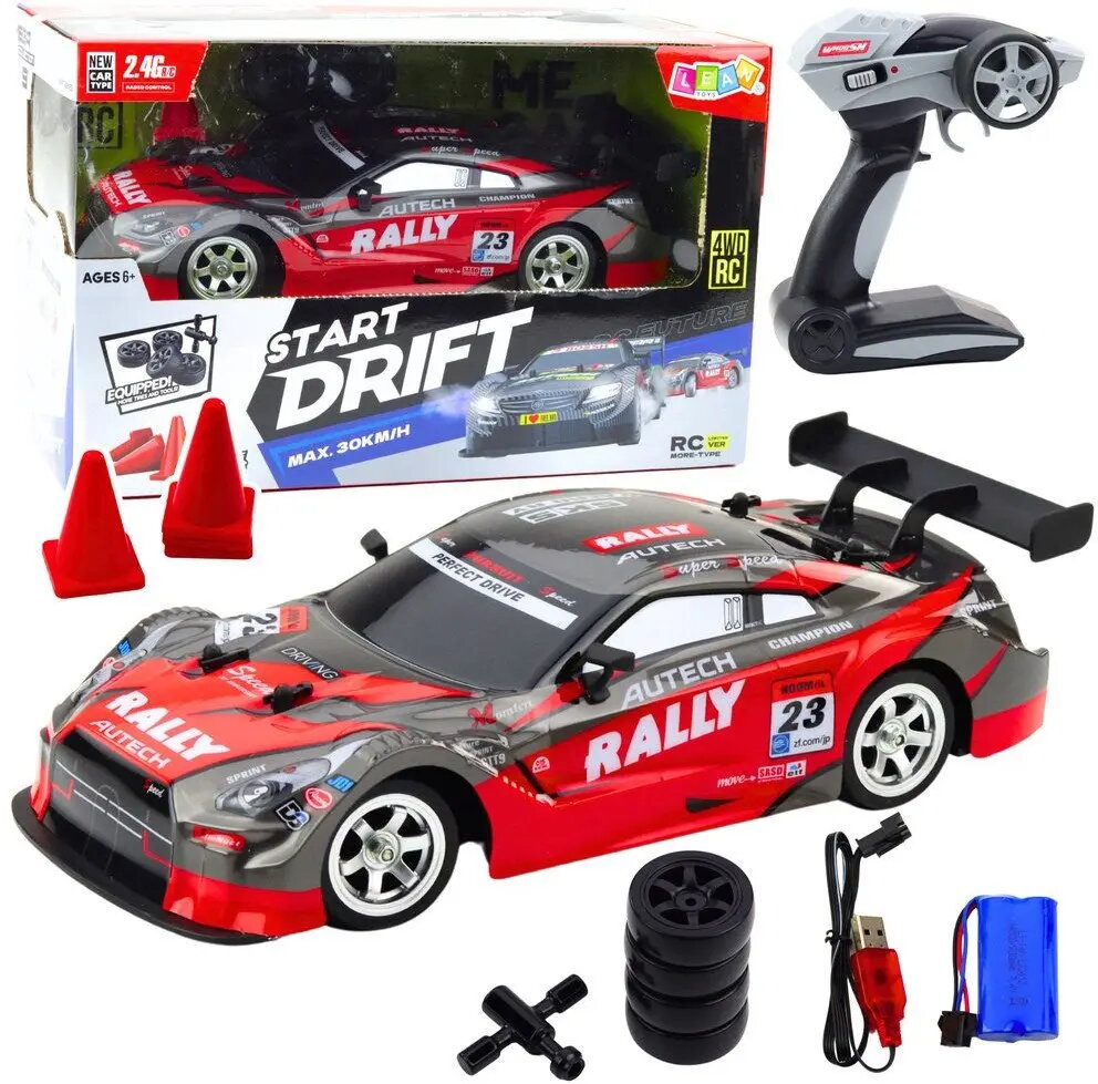 LEANToys RC Drift Racing Car 1:16 Red Black Photo 1