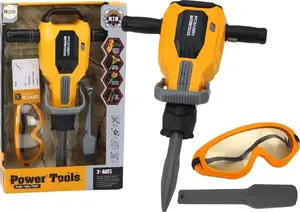LEANToys 17647 Toy Pneumatic Hammer with Interchangeable Tip and Safety Glasses Yellow
