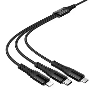Hoco X123 3-in-1 Data Transfer and Charging Cable USB-A to Lightning USB-C Micro USB 1m Black