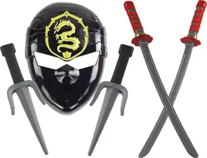 LEANToys Ninja Warrior Set Mask Swords Daggers Red Accents 17870