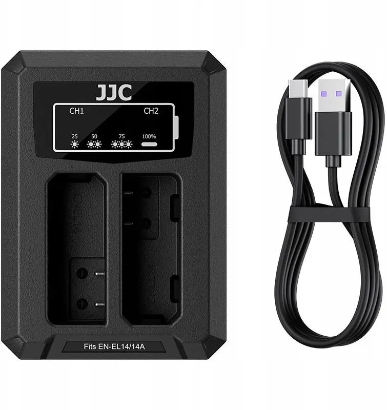JJC Dubultais USB-C kameras akumulatoru lādētājs