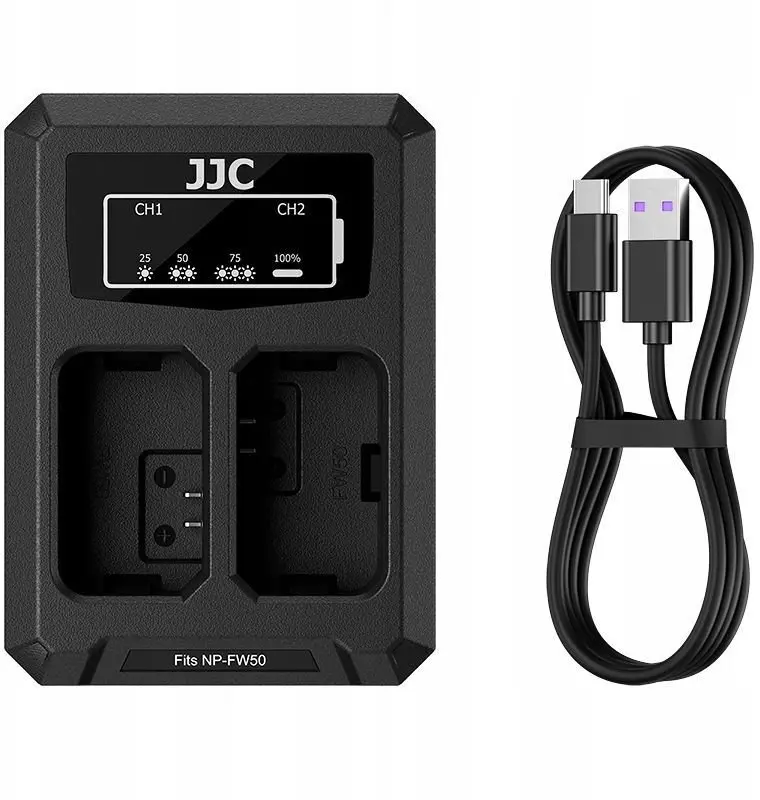 JJC Dubultā USB-C kameras akumulatora lādētājs