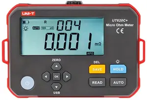Lange Łukaszuk UT620C+ Digital Micro-Ohmmeter, 0.001 mΩ to 300.0 kΩ, 1 mΩ resolution, USB Type-C, IP54, 3200 mAh Li-ion