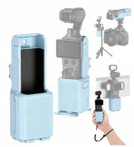 JJC magnētiskais 2-vienā aizsargietvars un turētājs priekš DJI Osmo Pocket 4 / 3 Zils