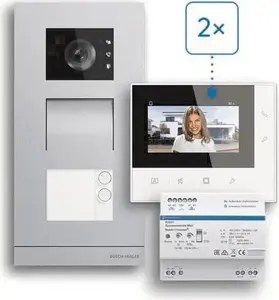 Busch-Jaeger Two-Family House Video Intercom Set Basic Welcome 2-Wire Surface-Mounted 2CKA008300A1461