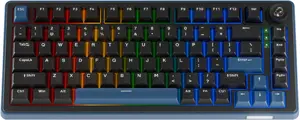 Ducky OK-M 75 Gaming Keyboard, 75% Layout, Hot-Swappable, RGB Backlight, ANSI, KTT Baby Blue Switches