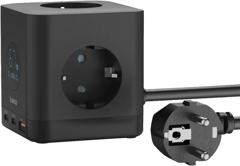 Hama kontaktligzdu kubs ar USB un displeju (00223196) Photo 5