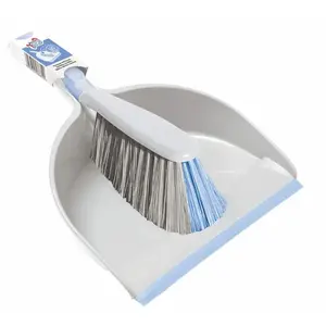 YORK BACTERIA STOP Dustpan with Brush Antibacterial Zinc Microparticles Click System Rubber Lip