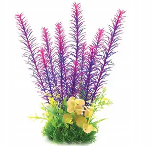 Tropical Aqua Natura Лавандовое пластиковое растение для декора аквариума с длинными стеблями и мелкими листьями, 28 см