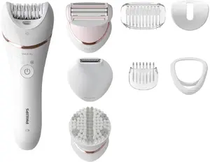 Philips 8000 series Epilator Series 8000 BRE735/00 Wet and Dry epilator with ceramic system, 32 tweezers, 2 speeds, cordless operation and 7 attachments
