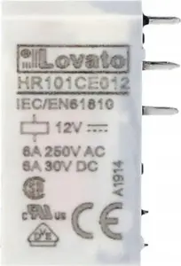 LOVATO Electric HR101CE012 Electromagnetic Interface Relay 12VDC Control 1C/O 6A