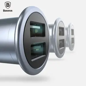 Baseus UFO Dual U viedais automašīnas lādētājs CCUFO-16 Chrome 3.1A