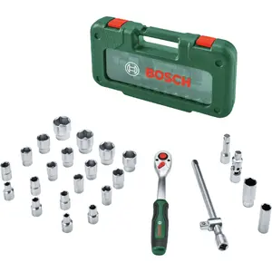 Bosch 1/2" sprūdrata un gala uzgriežņu atslēgu komplekts 26 daļas zaļš griezes moments līdz 768 Nm koferī 1600A039J7
